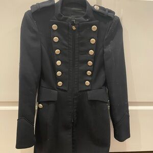 Zara Black Military Style Coat with Gold Buttons
